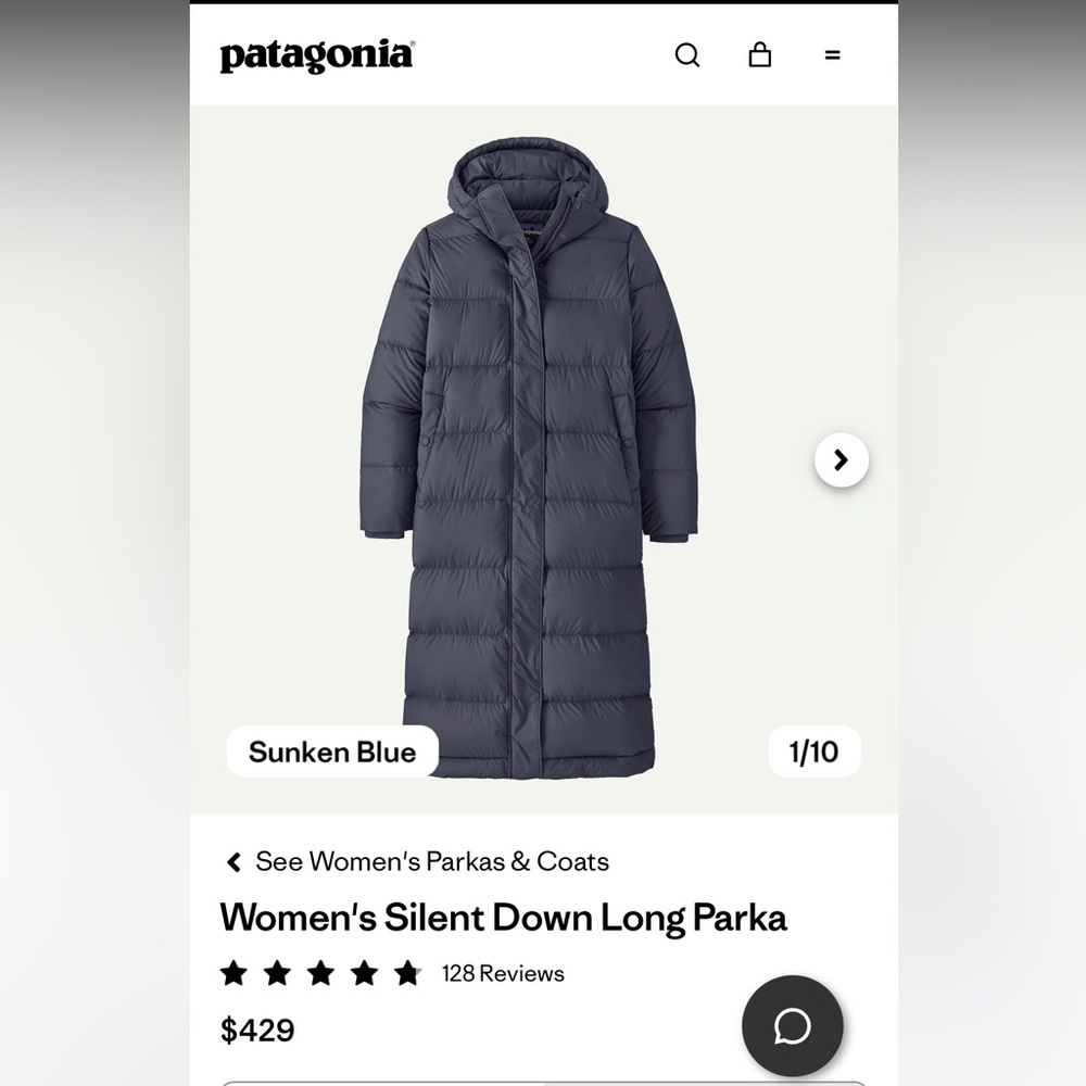 NWT! Patagonia Women's Silent Down Parka - Sunken Blue - Medium